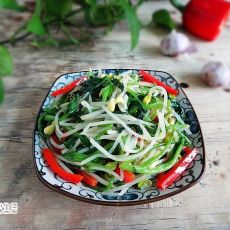 豆芽炒菠菜的做法步骤