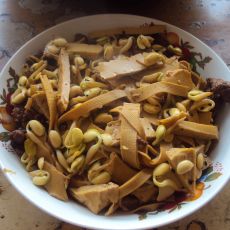 肉炒豆腐干千张黄豆芽的做法 肉炒豆腐干千张黄豆芽的做法