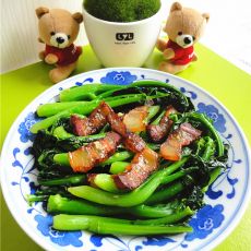 姜汁芥兰炒腊味的做法 姜汁芥兰炒腊味的做法